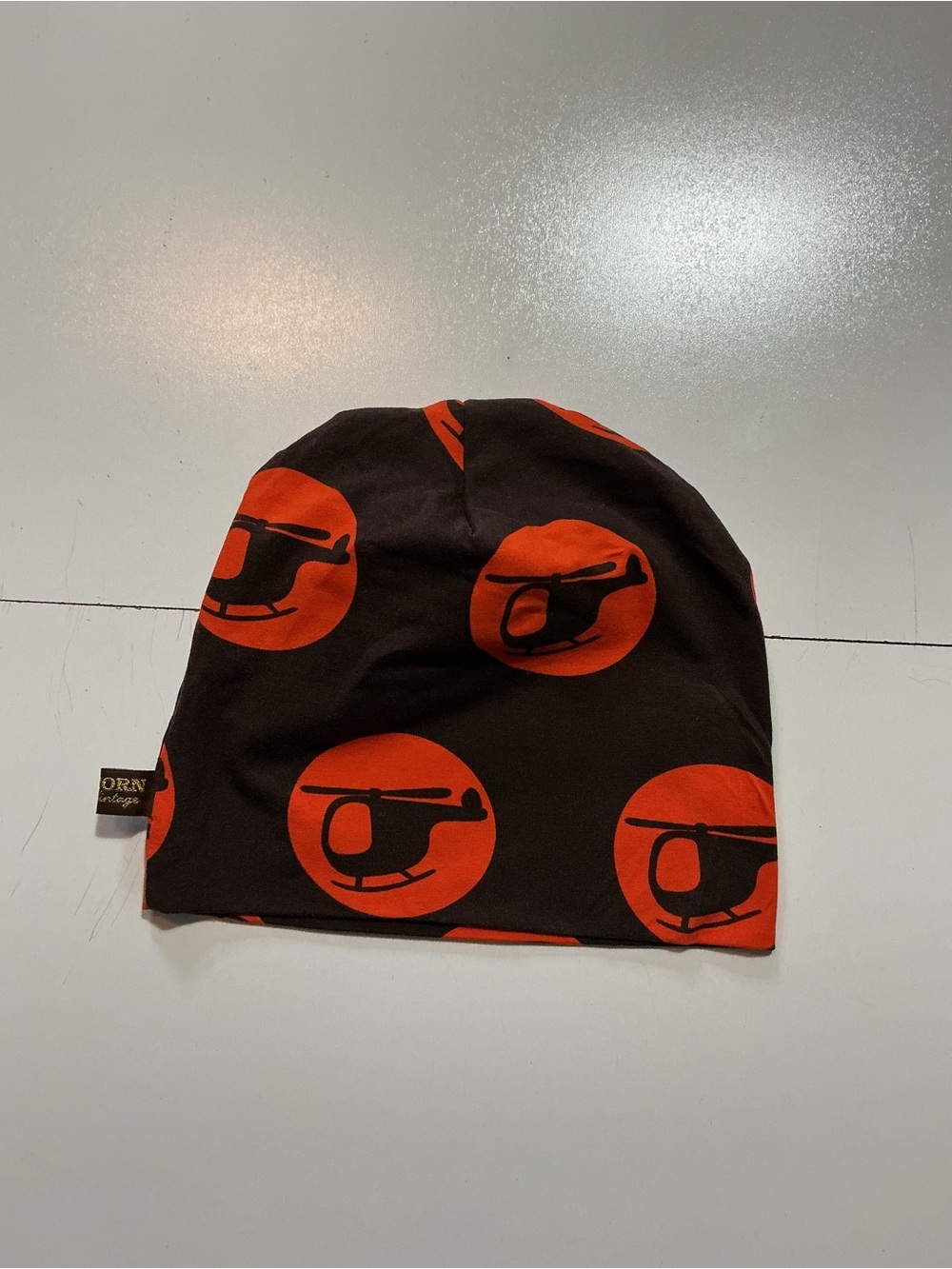 Popcorn Vintage Helicopter Circle All Over Print Skull Cap Beanie Skully Hat